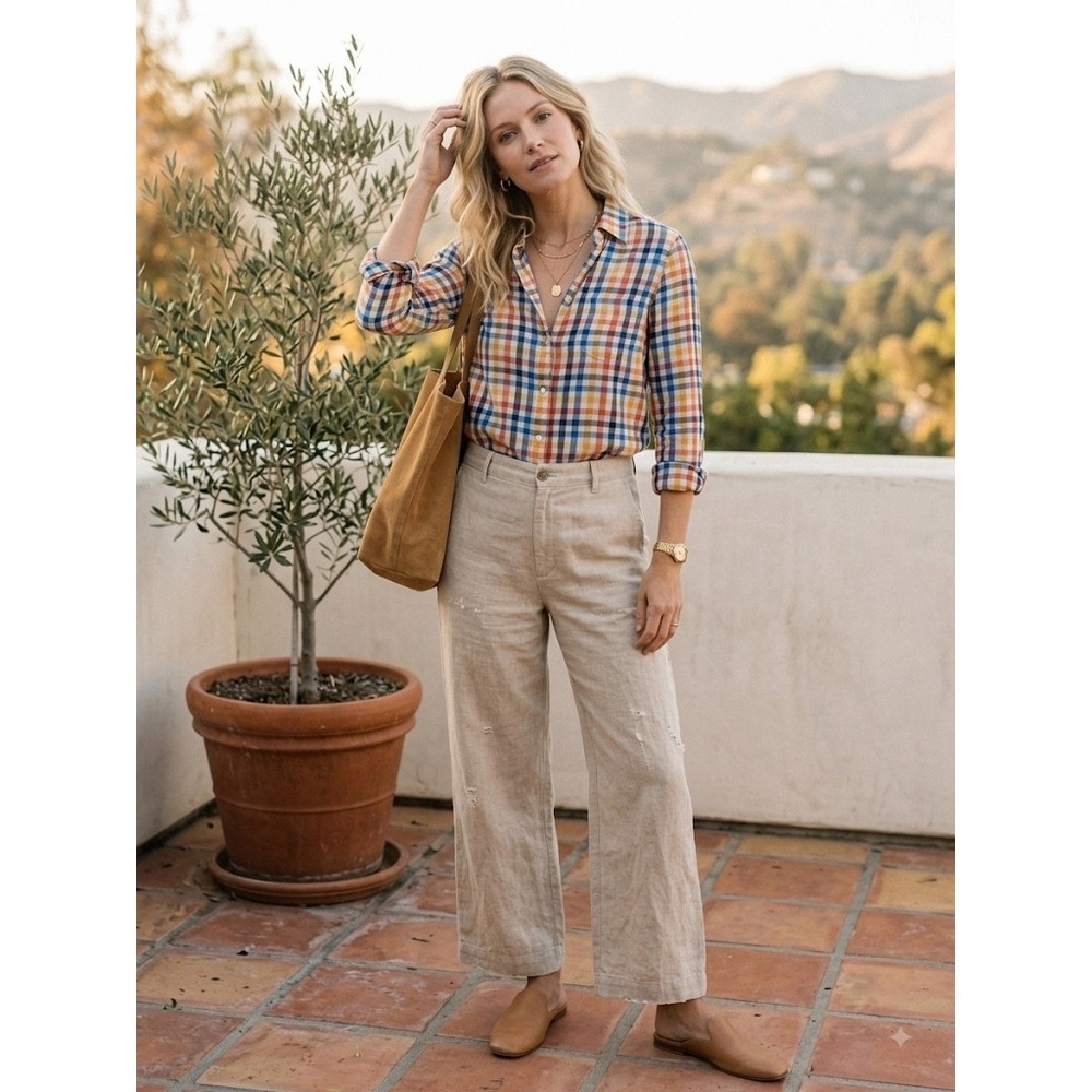 Birds of Paradis by Trovata Plaid Button Down Shirt Small Multicolor